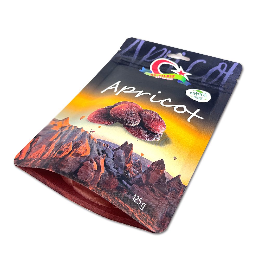 Full printed kraft paper dried fruit nuts packaging bag with hanging hole