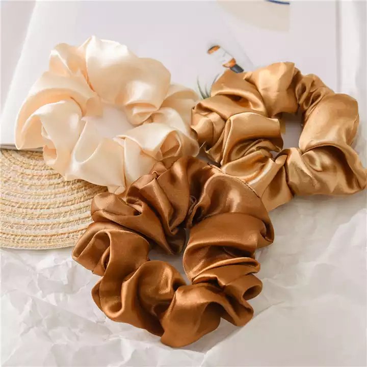 IFOND 1PC Satin Silk Solid Color Scrunchies Elastic Hair Bands New Women Girls Ponytail Holder Silk Hair Scrunchies