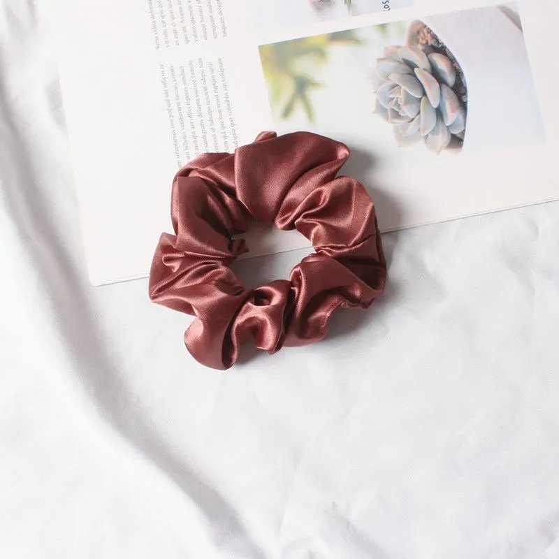 IFOND 1PC Satin Silk Solid Color Scrunchies Elastic Hair Bands New Women Girls Ponytail Holder Silk Hair Scrunchies