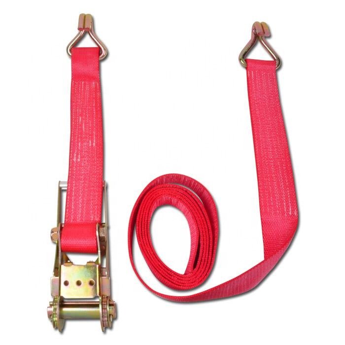 EN12195-2 100% polyester 50mm cargo lashing belt with hook and ratchet buckle