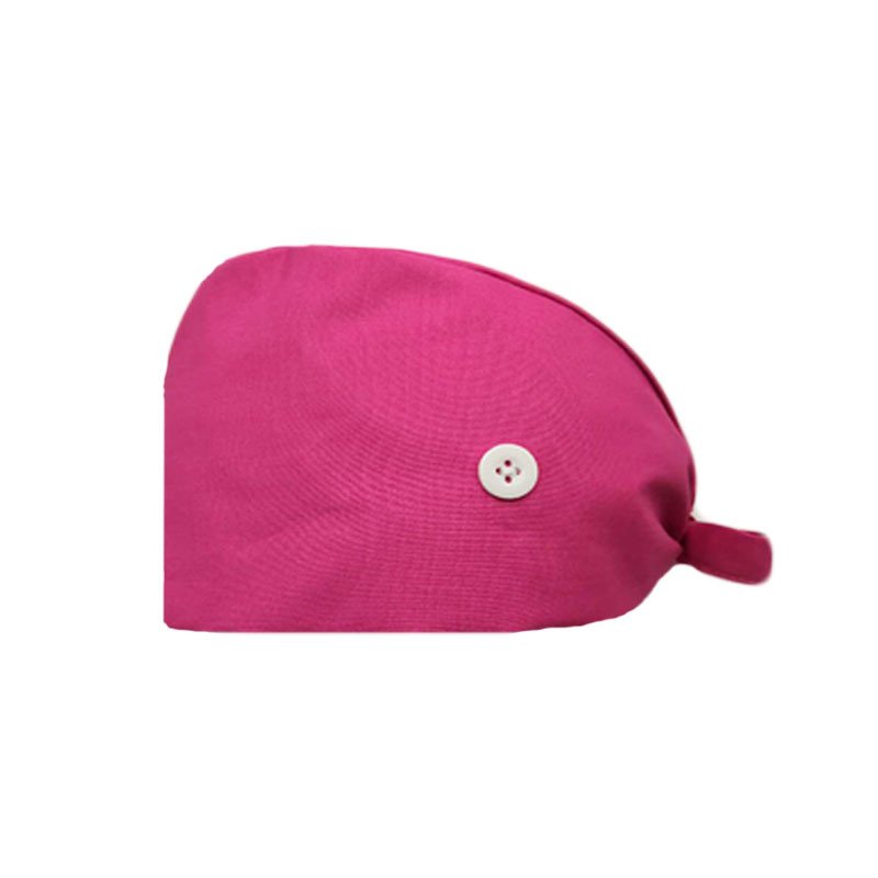 Adjustable Working Cap with Button Cotton Working Hat Sweatband Elastic Bandage Tie Back Hats Ponytail Surgical Scrub Cap