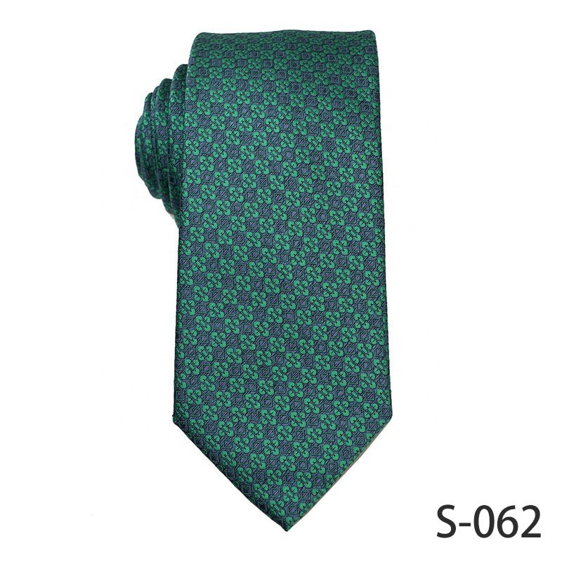 Custom Green Micro Fibre Necktie 100% Polyester Ties For Men Fashion Jacquard Neckties For Boy
