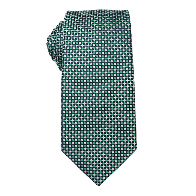 Custom Green Micro Fibre Necktie 100% Polyester Ties For Men Fashion Jacquard Neckties For Boy