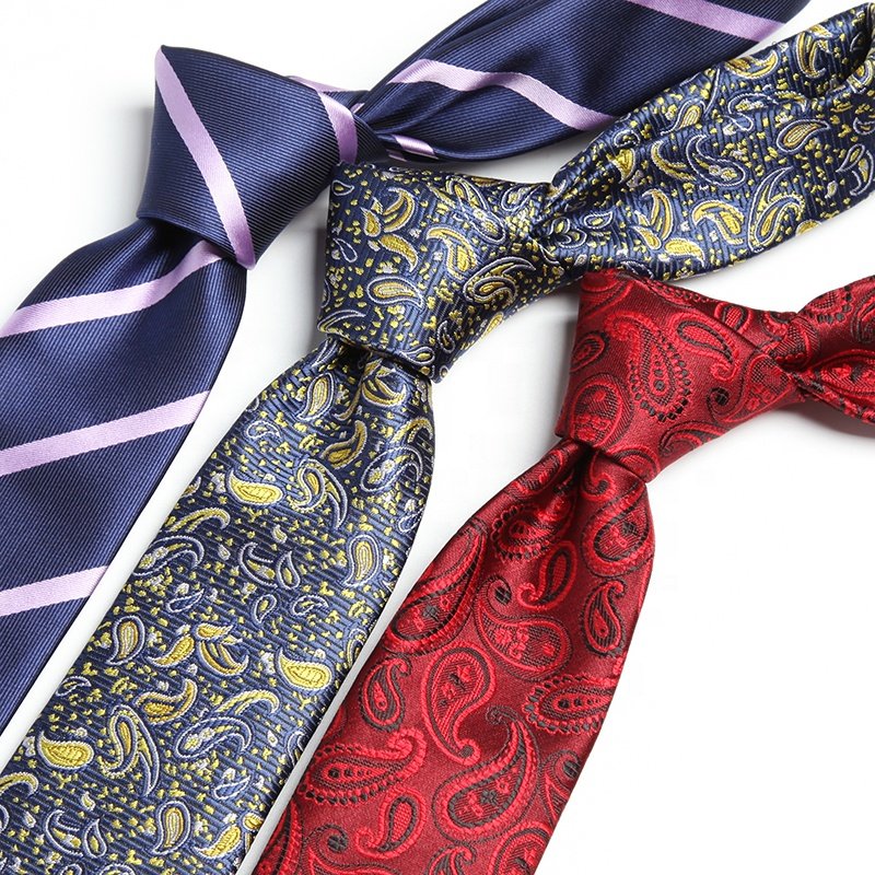 Wholesale embroidered tie factory direct supply in stock logo7cm Business Men's dress polyester silk tie Ready to Ship