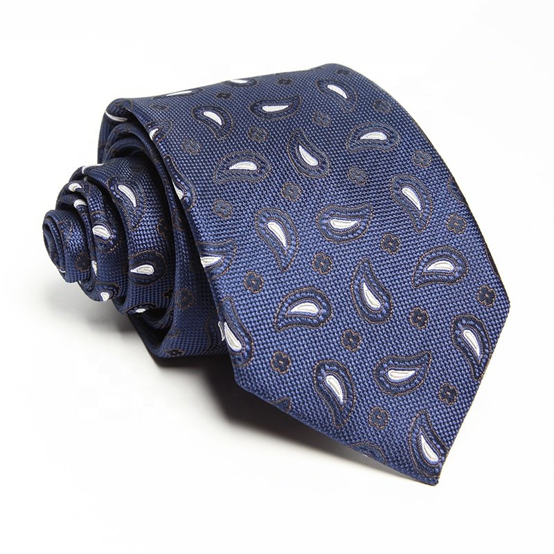 Wholesale embroidered tie factory direct supply in stock logo7cm Business Men's dress polyester silk tie Ready to Ship