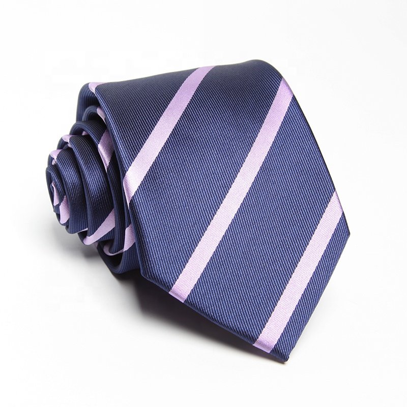 Wholesale embroidered tie factory direct supply in stock logo7cm Business Men's dress polyester silk tie Ready to Ship