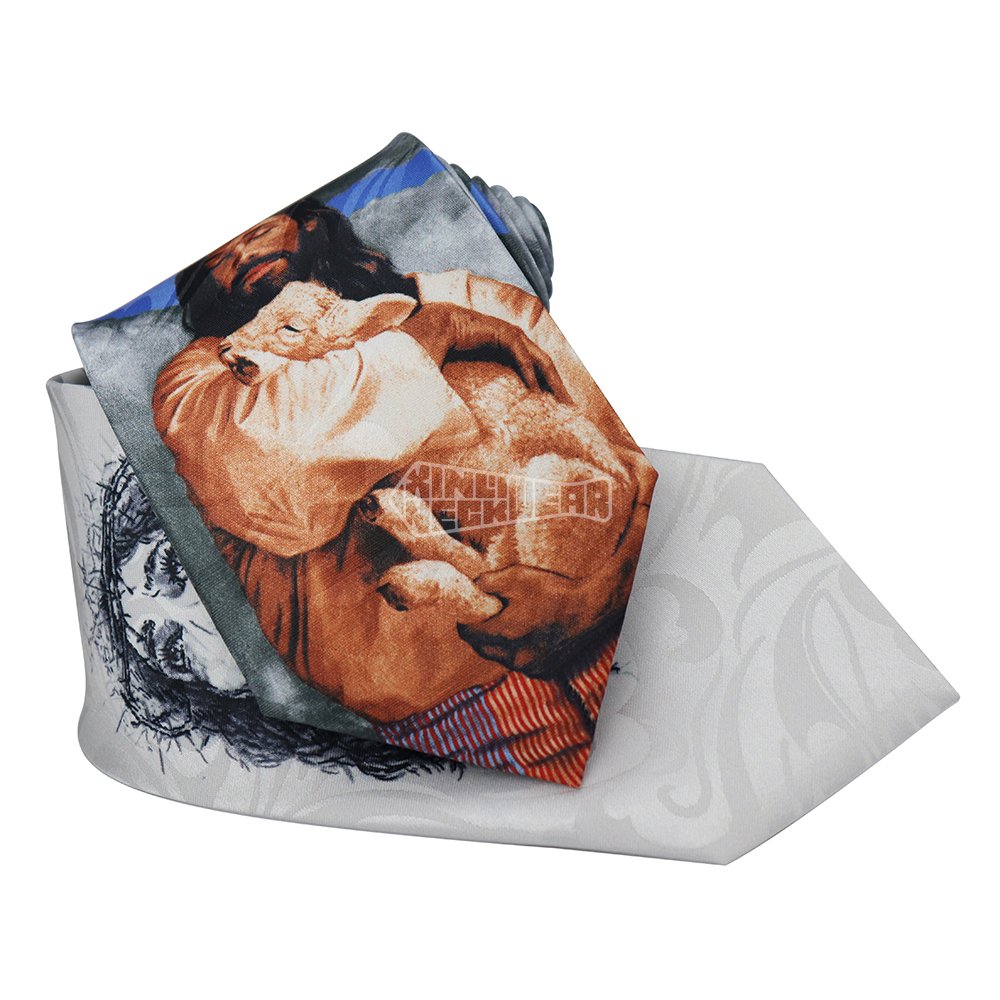 Luxury 10Cm Christian Tie Polyest Manufacturer Mens Ties Print Jesus Custom Pattern Necktie