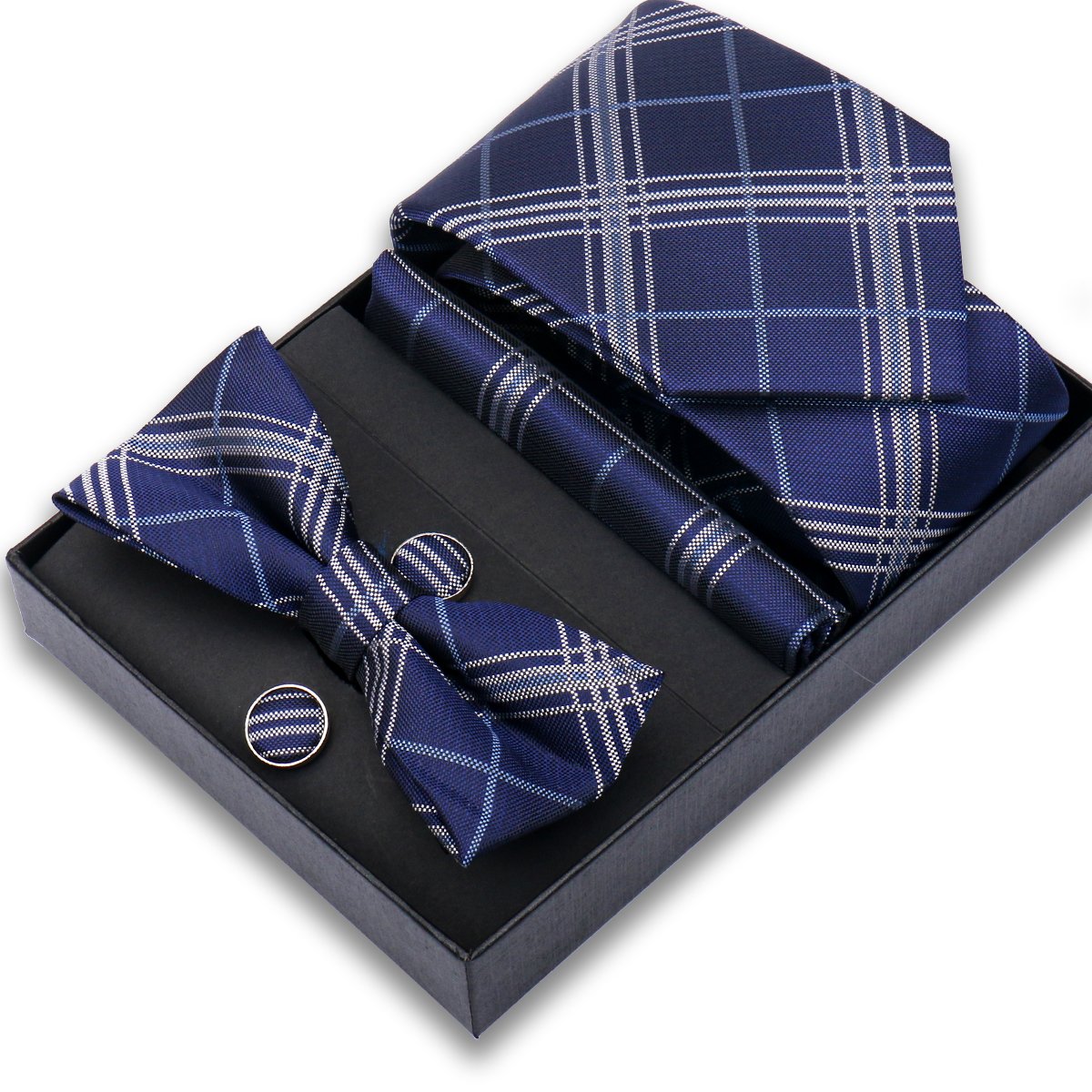 Gift Box Polyester Ties Men Wedding Favors Gifts Corbatas And Pocket Square Set Manufacturer Cufflink Clip Necktie Silk Tie