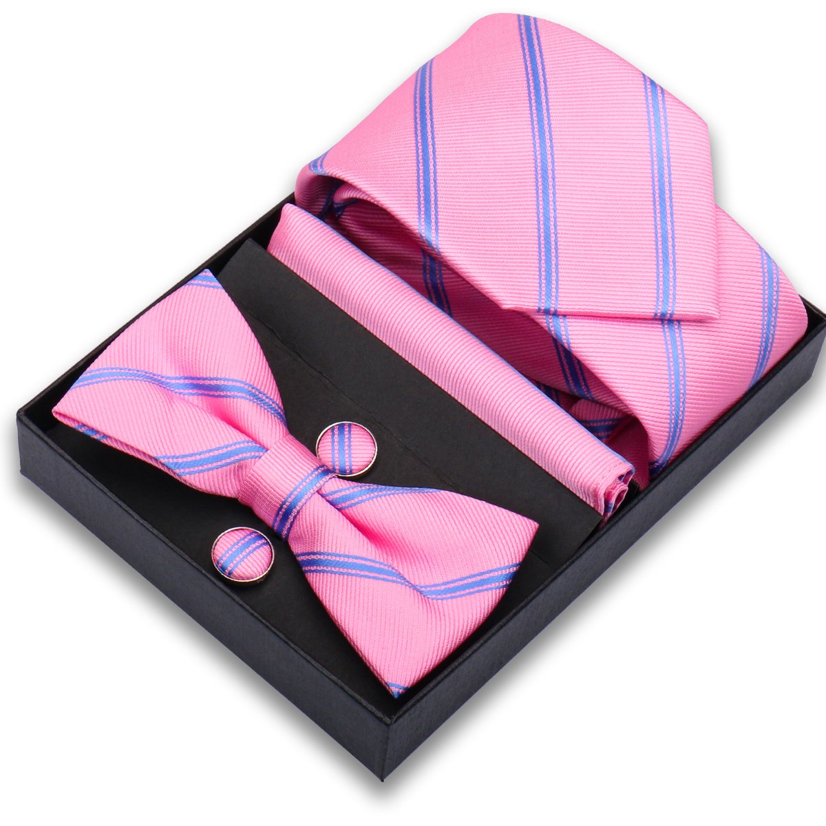 Gift Box Polyester Ties Men Wedding Favors Gifts Corbatas And Pocket Square Set Manufacturer Cufflink Clip Necktie Silk Tie