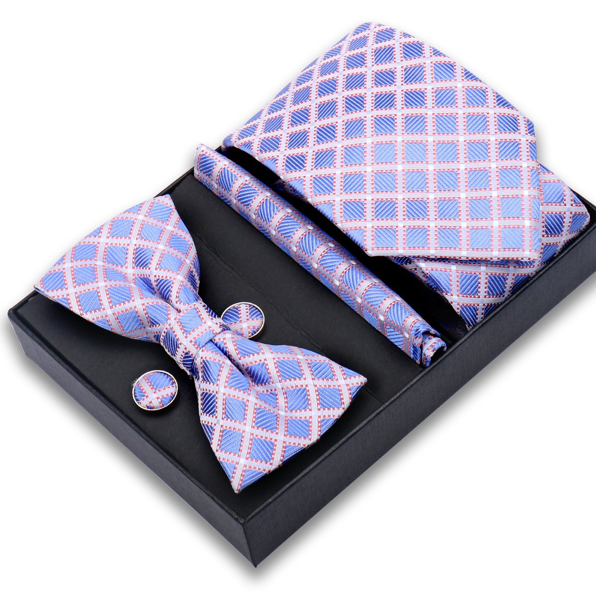 Gift Box Polyester Ties Men Wedding Favors Gifts Corbatas And Pocket Square Set Manufacturer Cufflink Clip Necktie Silk Tie
