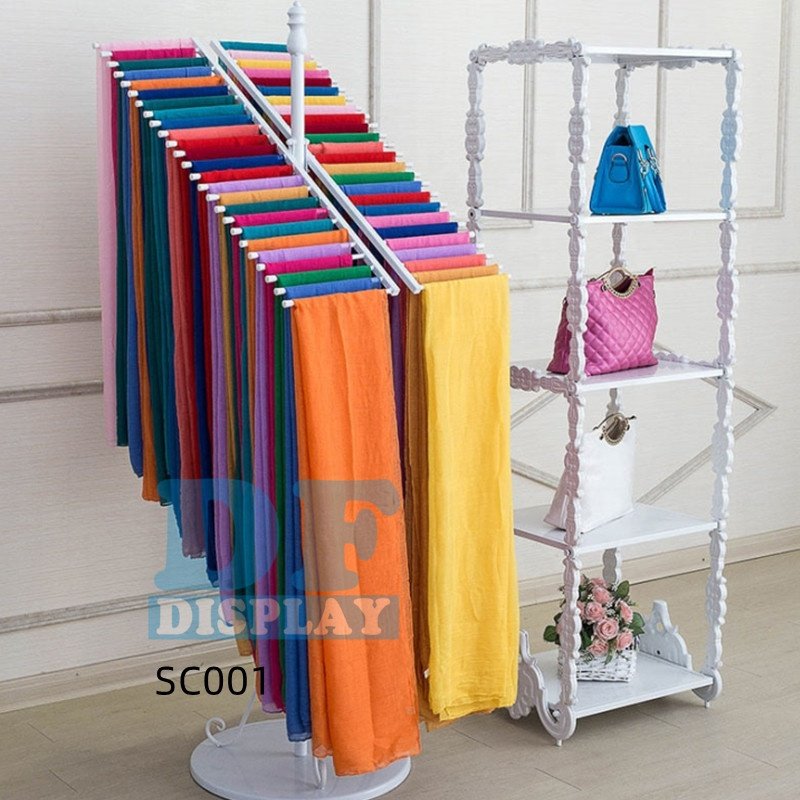 SC001 Custom Retail Store Women Hijab Scarf Store Metal Silk Scarf Holder Display Hanger Rack