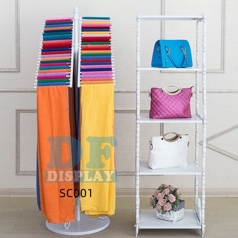 SC001 Custom Retail Store Women Hijab Scarf Store Metal Silk Scarf Holder Display Hanger Rack