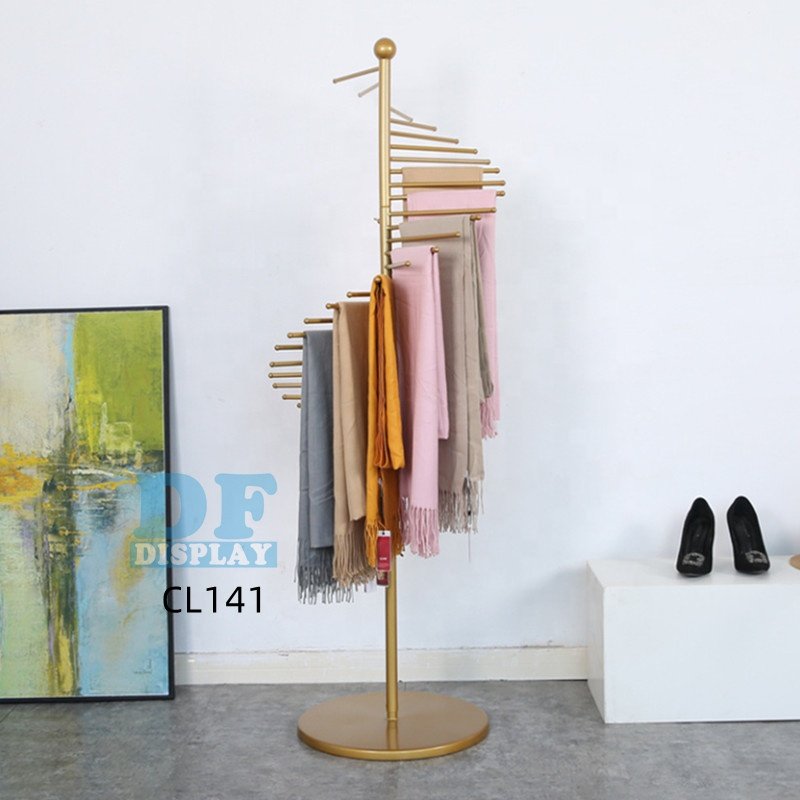 SC001 Custom Retail Store Women Hijab Scarf Store Metal Silk Scarf Holder Display Hanger Rack