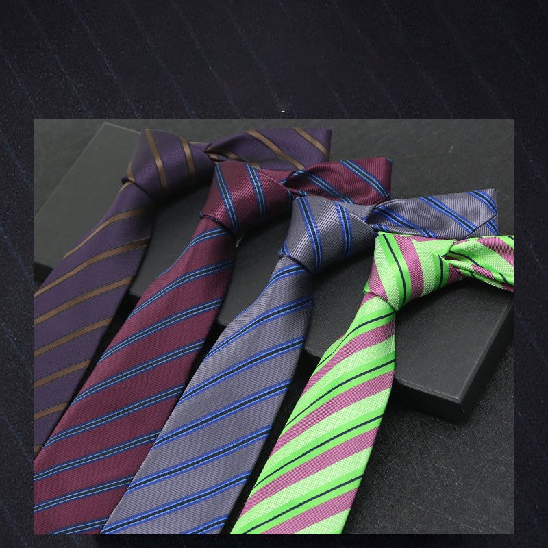 New twill tie for men's formal dress, business fashion stripes, polyester silk hand tie