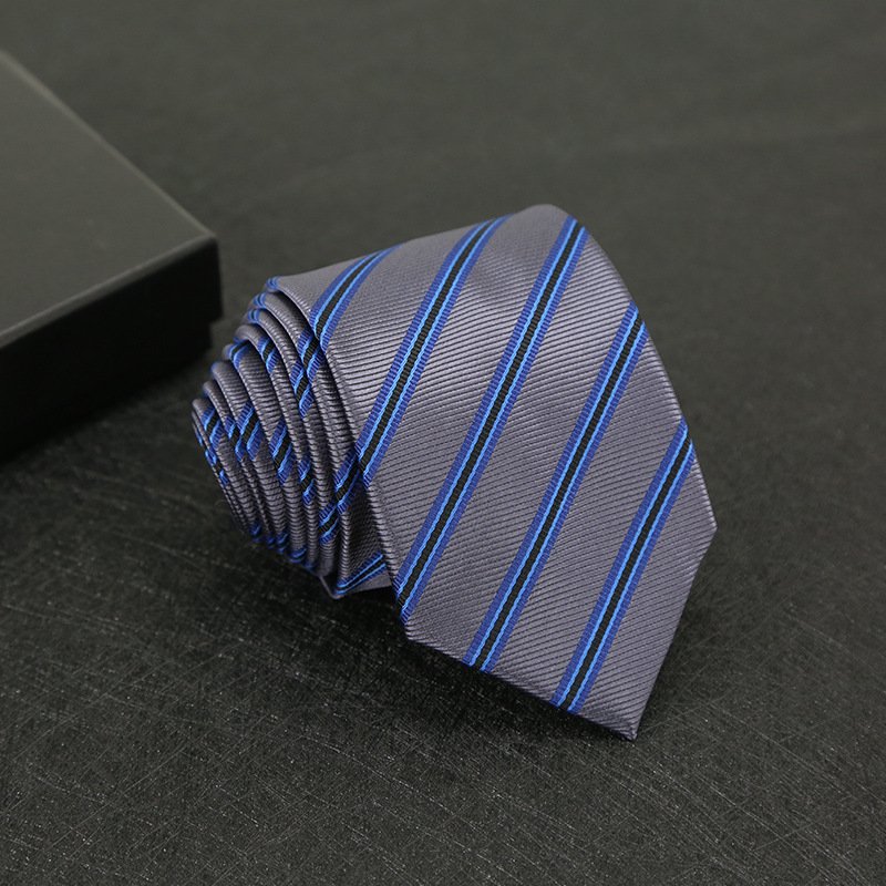 New twill tie for men's formal dress, business fashion stripes, polyester silk hand tie