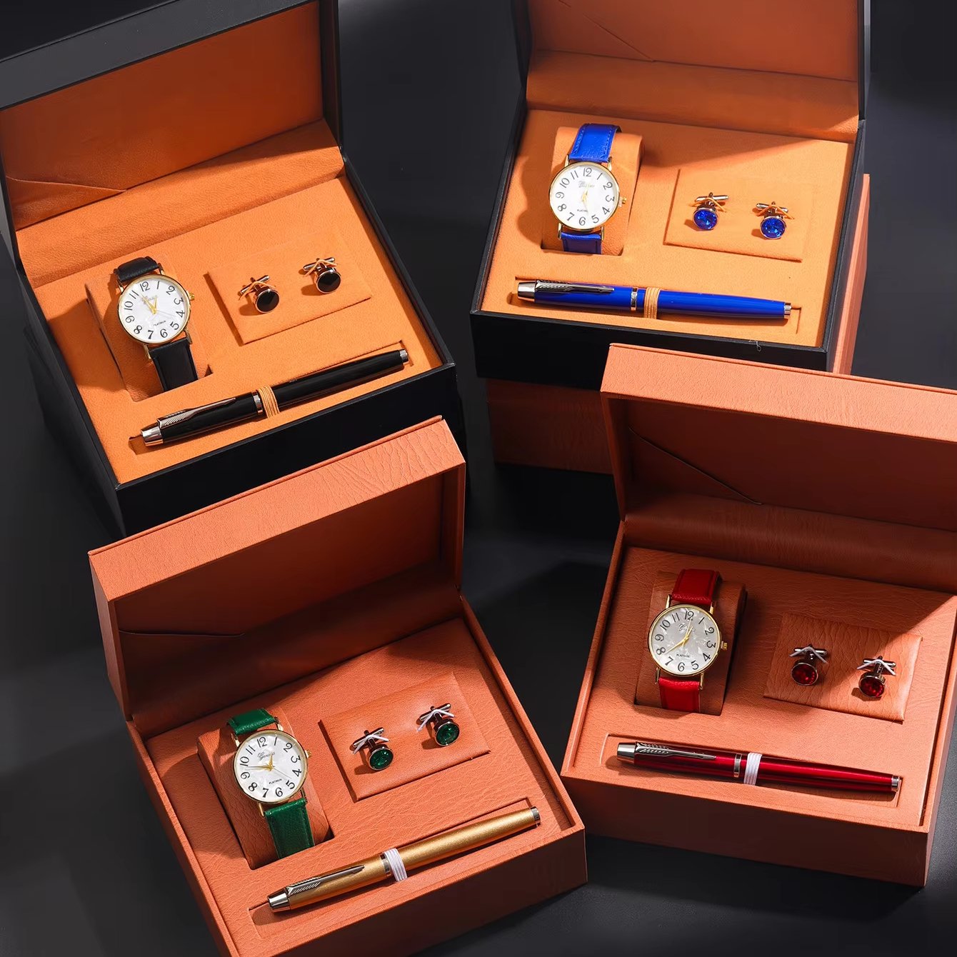 2024 New high-end men's clock dress shirt gift pen watch cufflinks gift box set office accessories