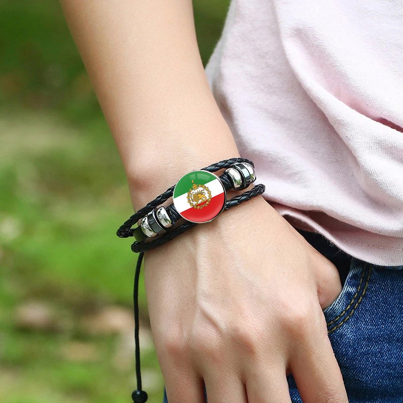 80 Iran Iranian Pahlavi Dynasty Monarchy Flag Map Pendant Key Chain Ring Brooch Lapel Pin Necklace Bracelet Earrings Jewelry Set