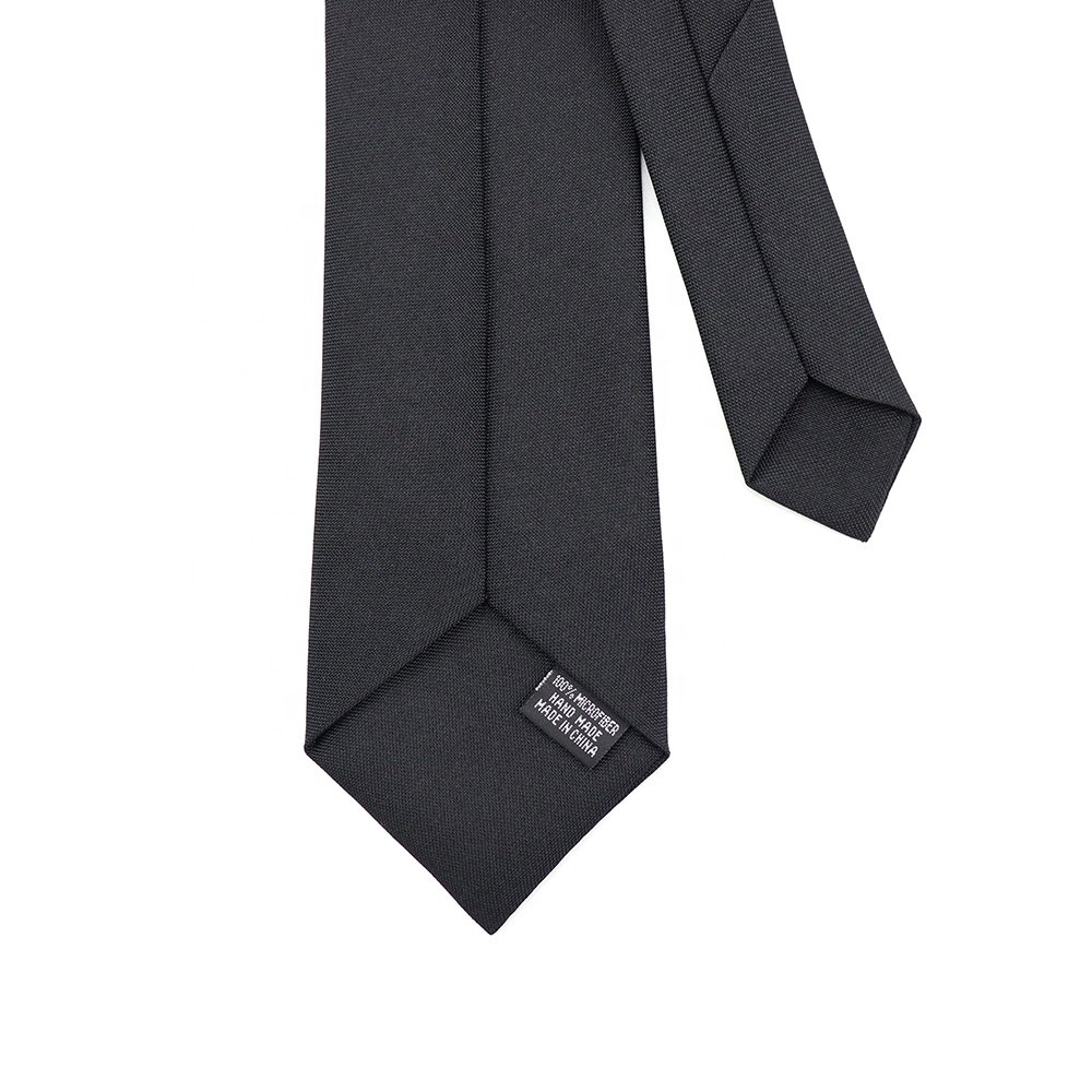 100% Microfiber Fabric Black Polyester Neckties Plain Security Knot Gravata Clip on Tie Men