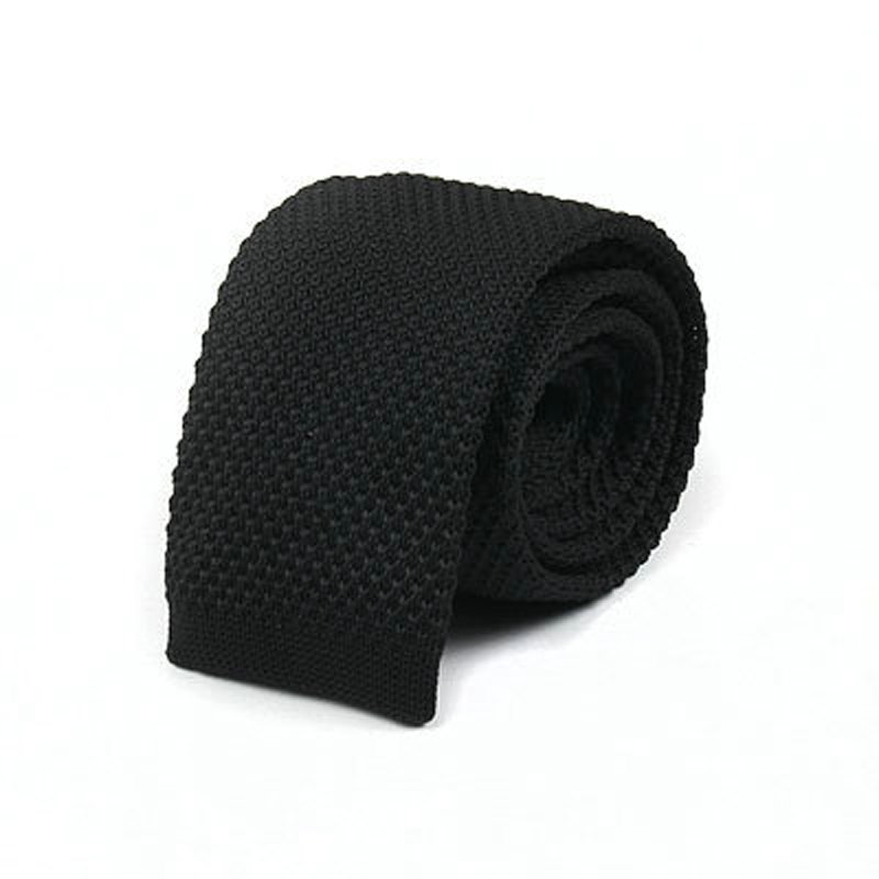 Wholesale polyester black knitted neck tie