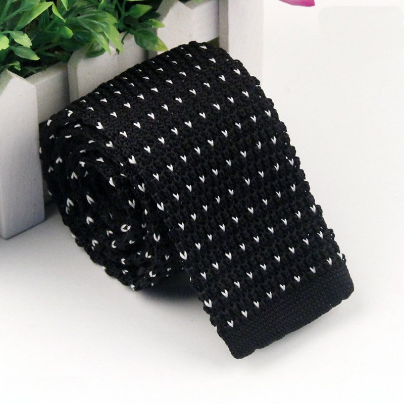 Wholesale polyester black knitted neck tie