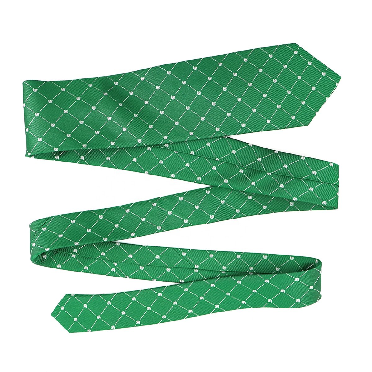 Geometric Plaid Wholesale Necktie Customized Logo Tipping Knight Helm Prasinous White Silk Woven Men Custom Neck Tie For School