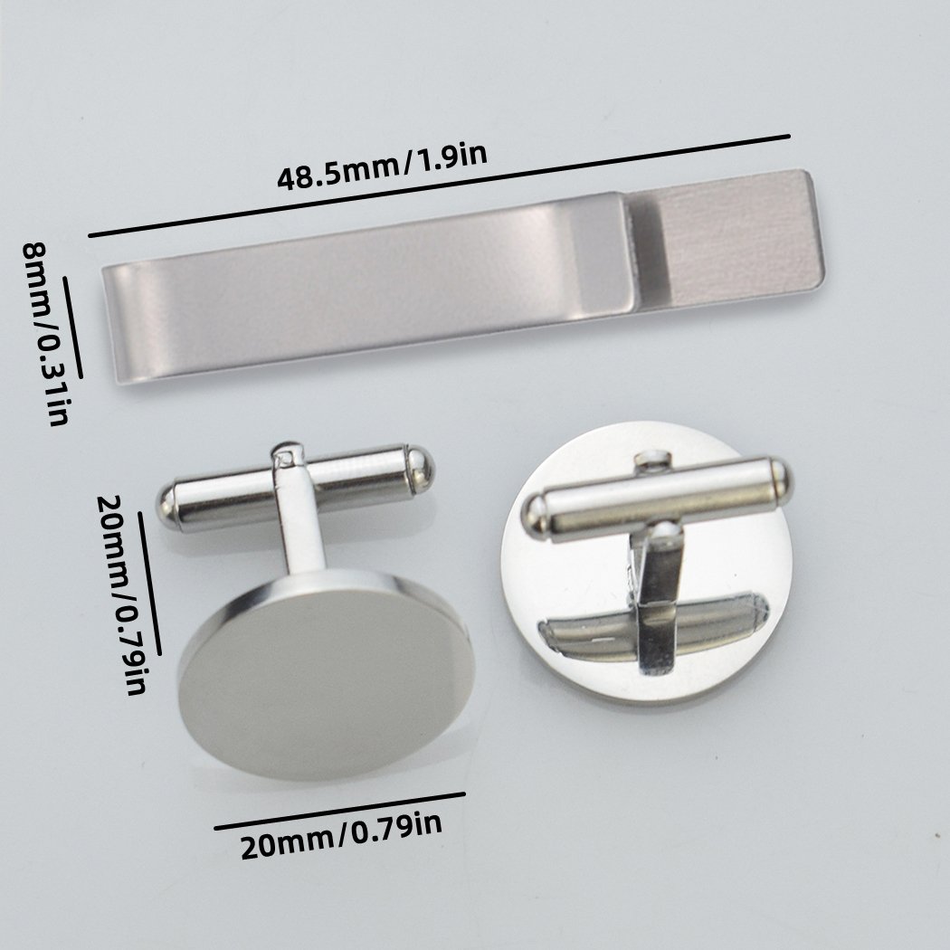 Men Gifts Personalized customized Cufflinks and Tie Clip Engravable Blank Cufflinks Stainless Steel for Husband Boyfriend Father