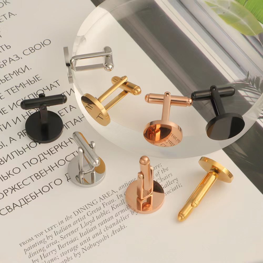 Men Gifts Personalized customized Cufflinks and Tie Clip Engravable Blank Cufflinks Stainless Steel for Husband Boyfriend Father