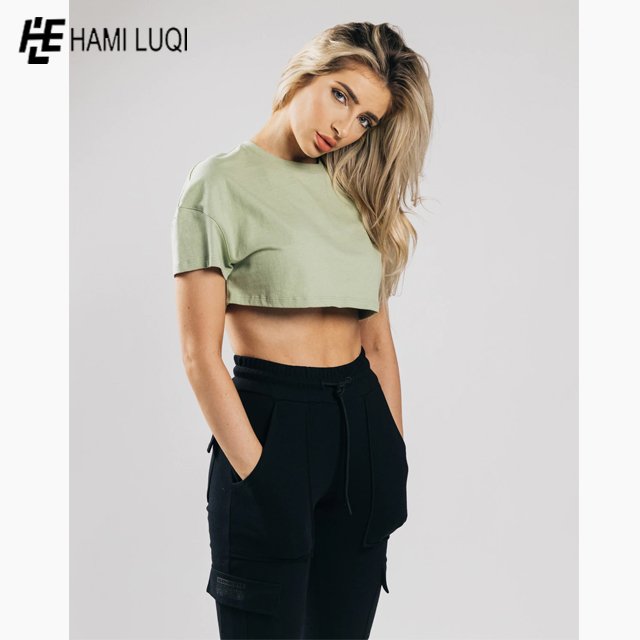cropped shirt Breathable Crop Top T-Shirt plain Crop T Shirt Women's T-shir premium, slim