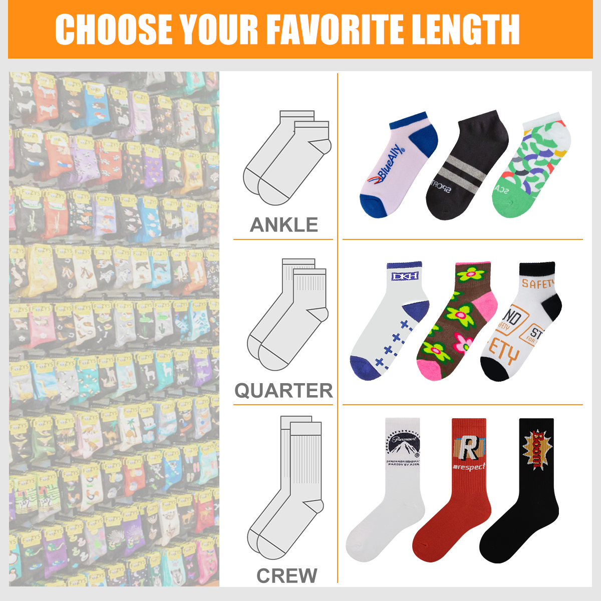 Wholesale Custom Logo Men Crew Socks Custom Men Cotton Socks With Design Logo