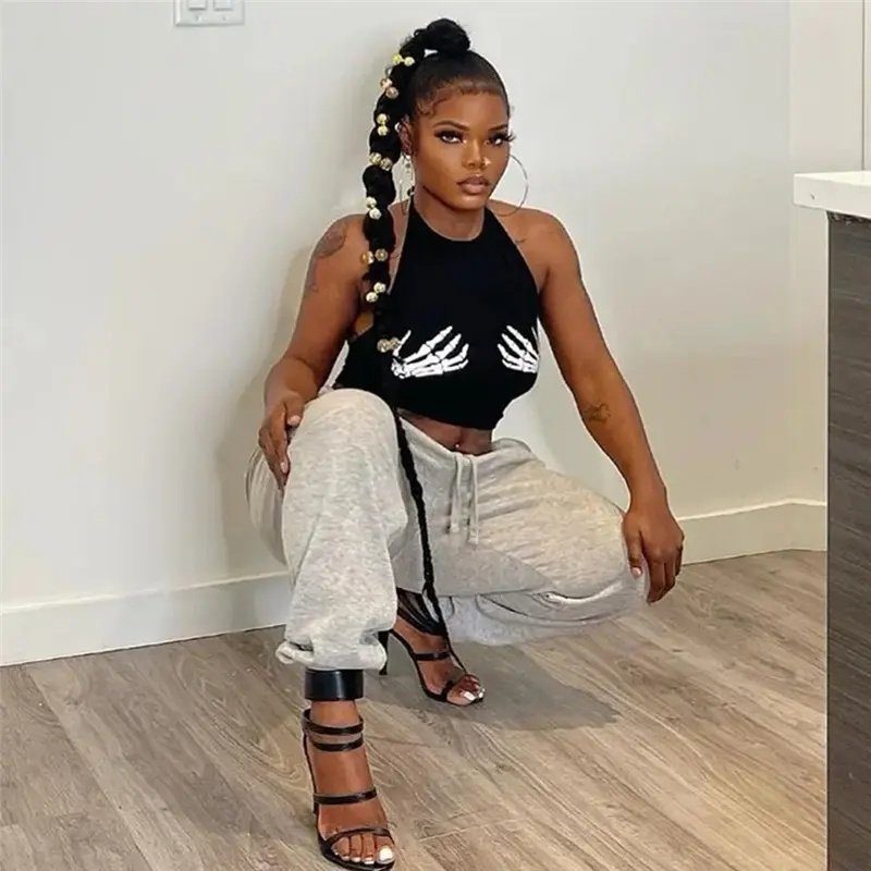 2023 summer women's clothing Nightclub party Street vest sexy cropped neck top for women