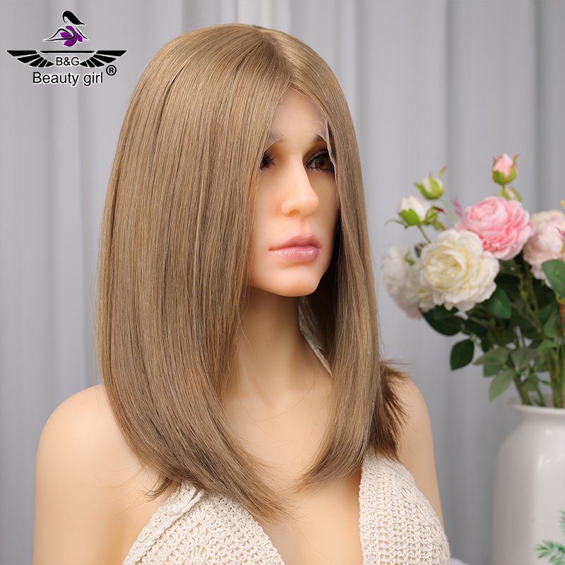 Ready To Ship European Hand Tied Hd Lace Front Silk Base Wig For Alopecia Light Brown Anti-Slip Medical Silicone Wig Human Hair