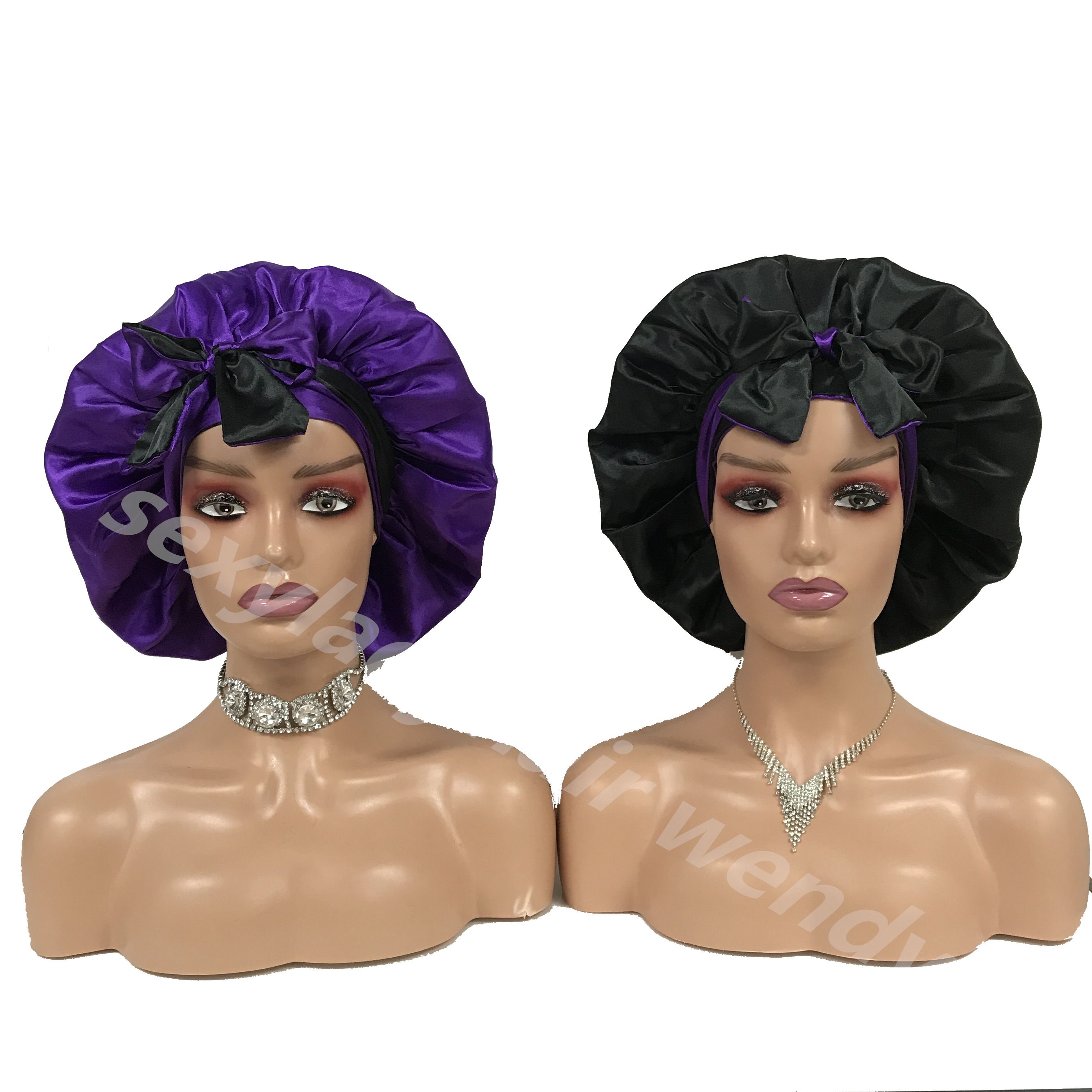WY1 hot selling double layer satin tie bonnet satin pillow case custom hair bonnets with logo