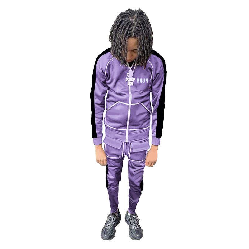 Oem designers logo men joggers suits set custom chenille unisex sweatsuits full zip reflective tracksuit