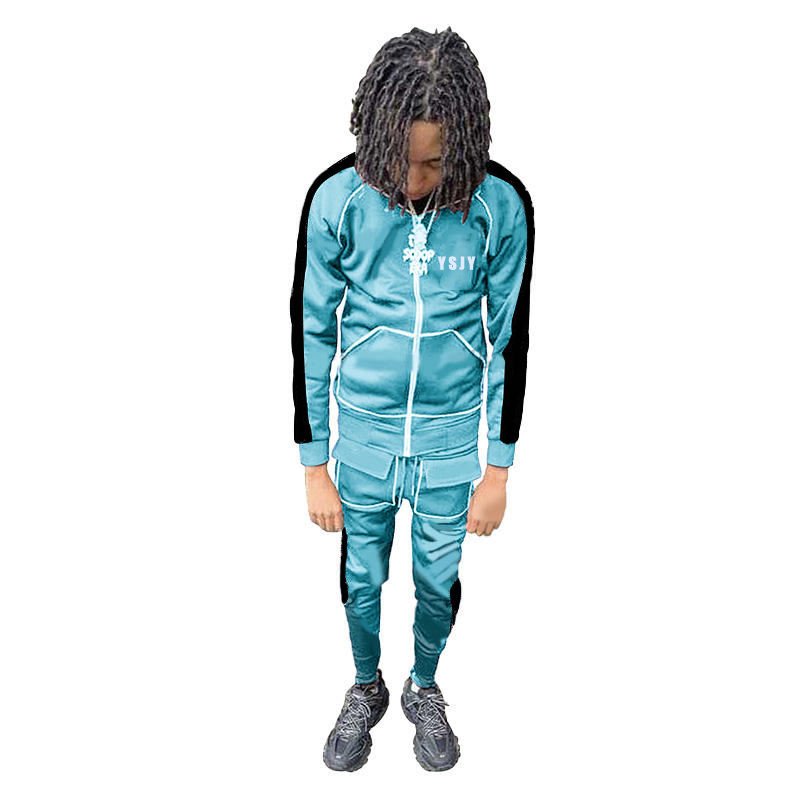 Oem designers logo men joggers suits set custom chenille unisex sweatsuits full zip reflective tracksuit
