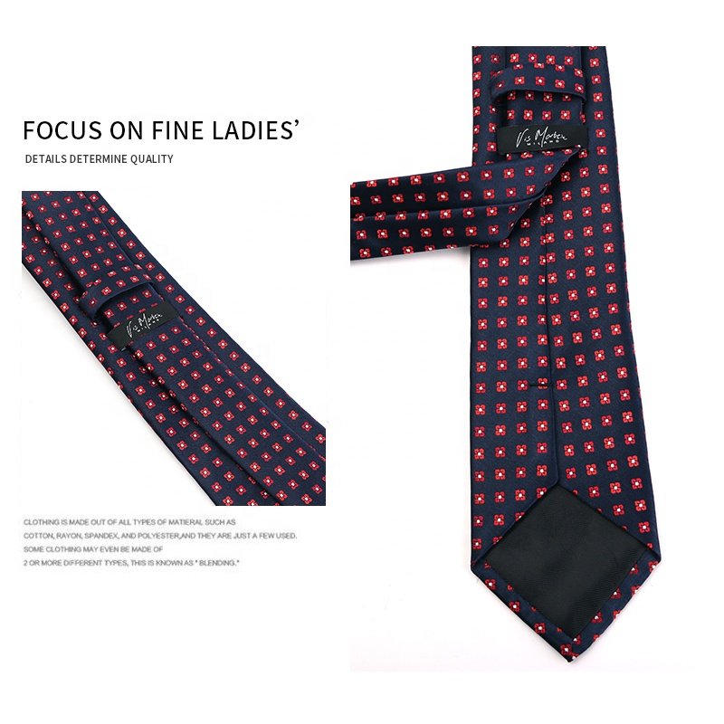 Fast Delivery High Density Jacquard Fabric Ready Tie Navy Blue Men's Floral Design Fabric Ties, Handmade 100% Polyester Necktie