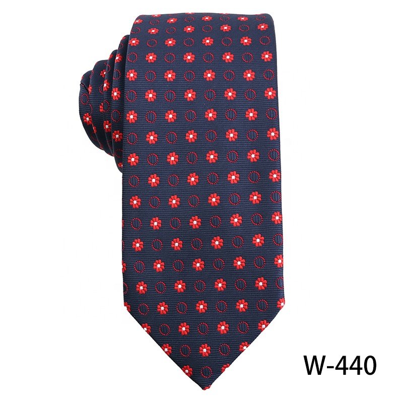 Fast Delivery High Density Jacquard Fabric Ready Tie Navy Blue Men's Floral Design Fabric Ties, Handmade 100% Polyester Necktie