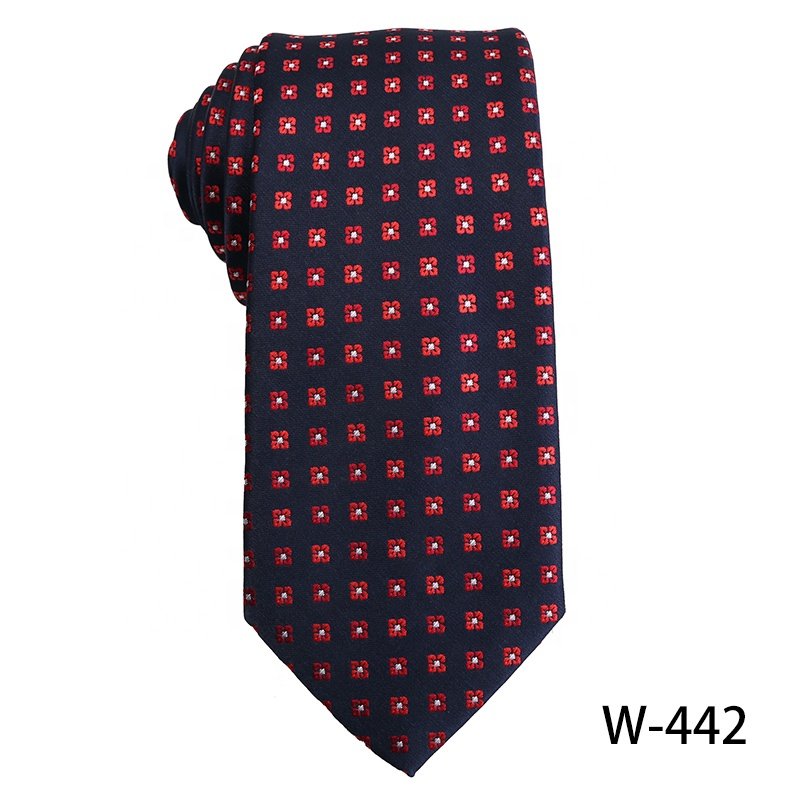 Fast Delivery High Density Jacquard Fabric Ready Tie Navy Blue Men's Floral Design Fabric Ties, Handmade 100% Polyester Necktie