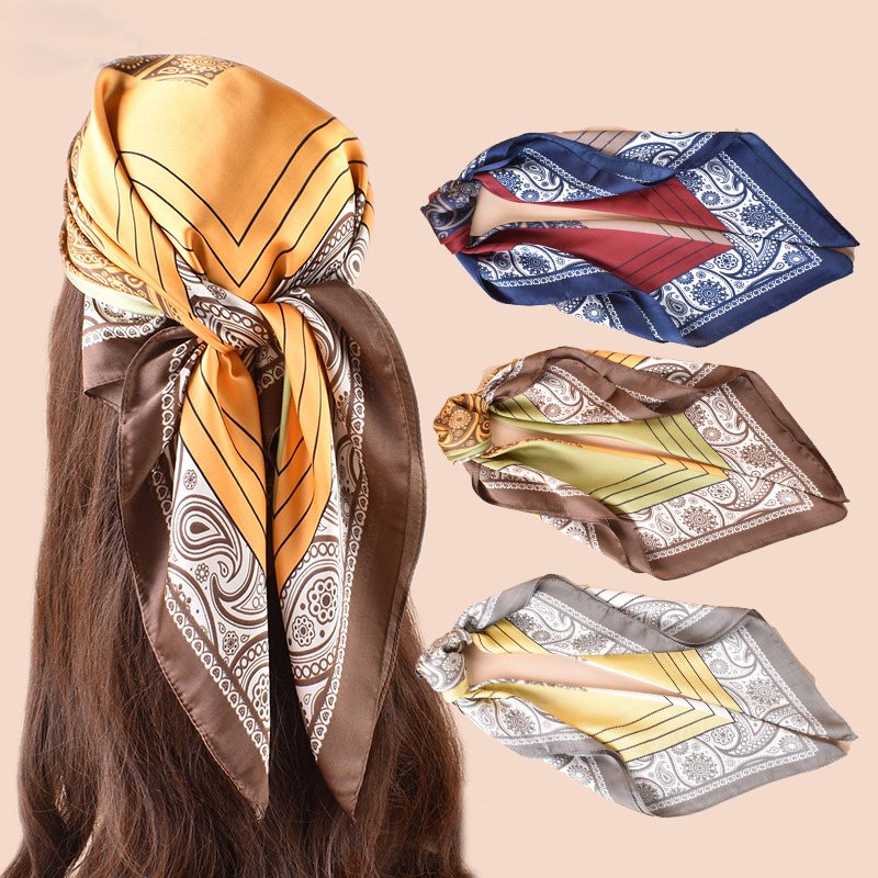 2024 Summer New Retro Paisley Tied Hair Scarf 3 Colors 70 cm Printed Tie bag fashion office lady silk scarf