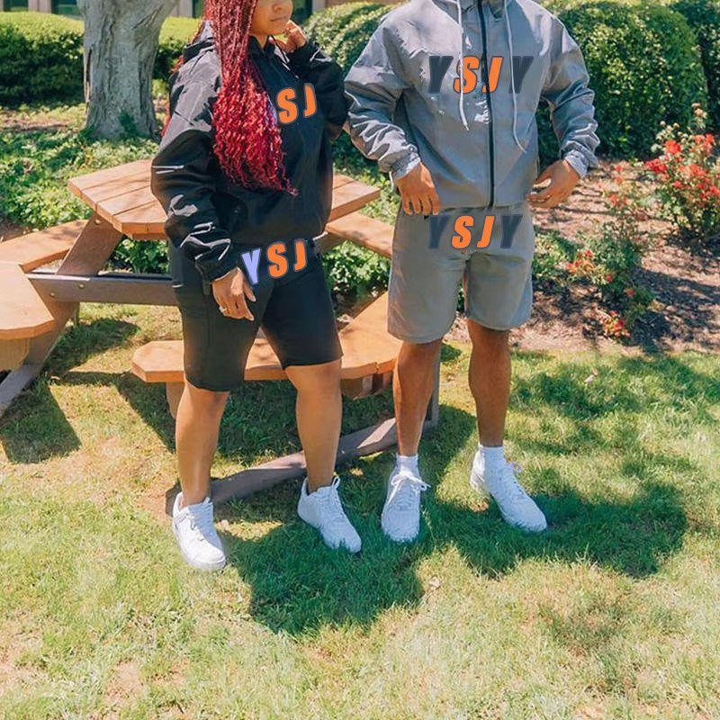 Custom logo sportswear shorts two piece set streetwear mens tracksuit private label sweat suits windbreaker short set