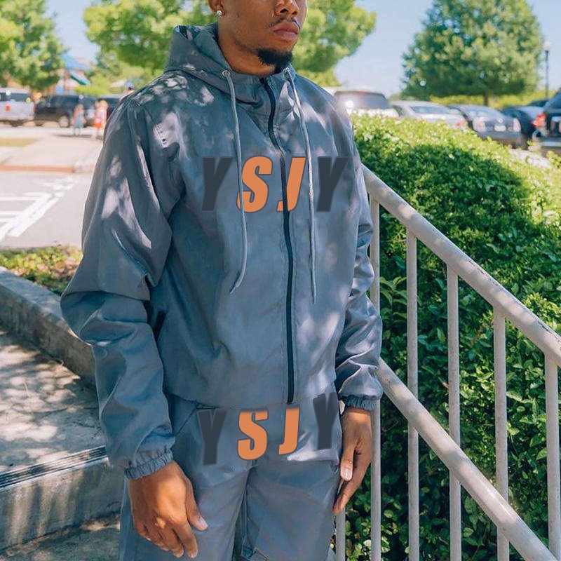 Custom logo sportswear shorts two piece set streetwear mens tracksuit private label sweat suits windbreaker short set