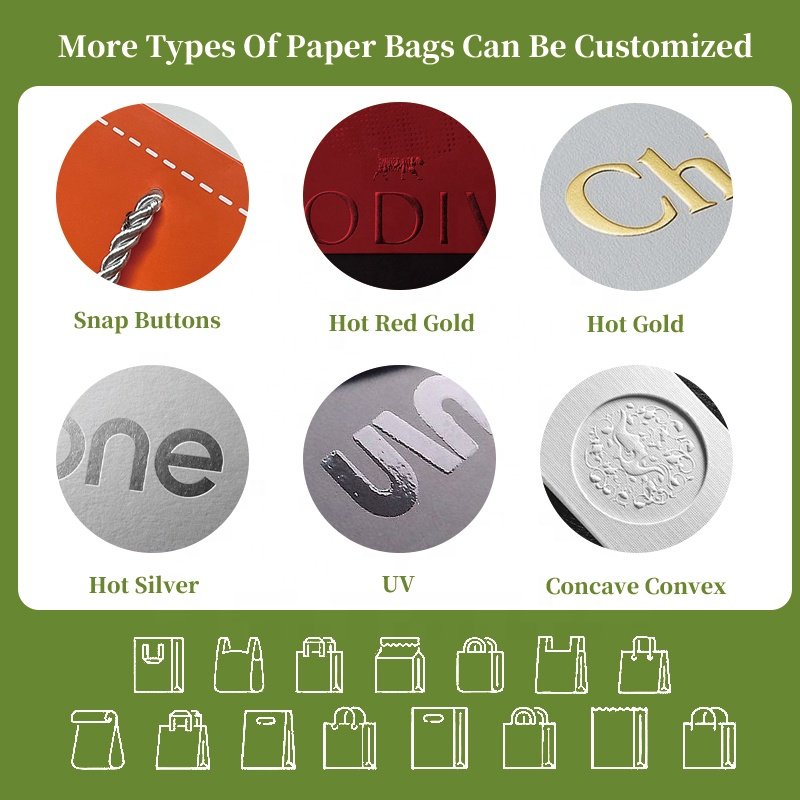 Custom Eco-Friendly White Kraft Paper Bag with Handle Food Delivery Restaurant Takeout Customizable Logo Printing