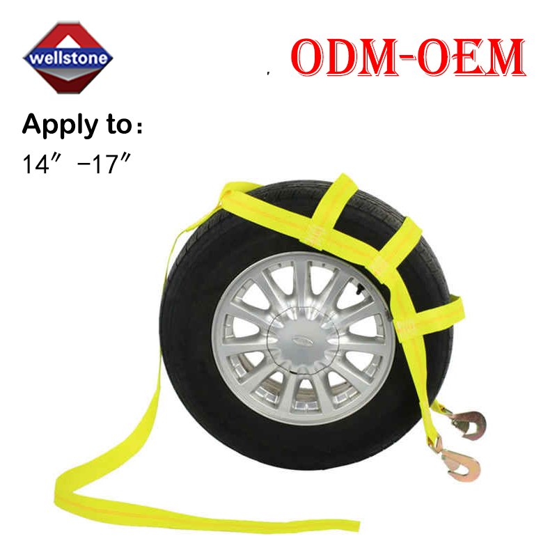 Tow Dolly Basket Strap Tire Tie Down Strap with Twisted Snap Hooks