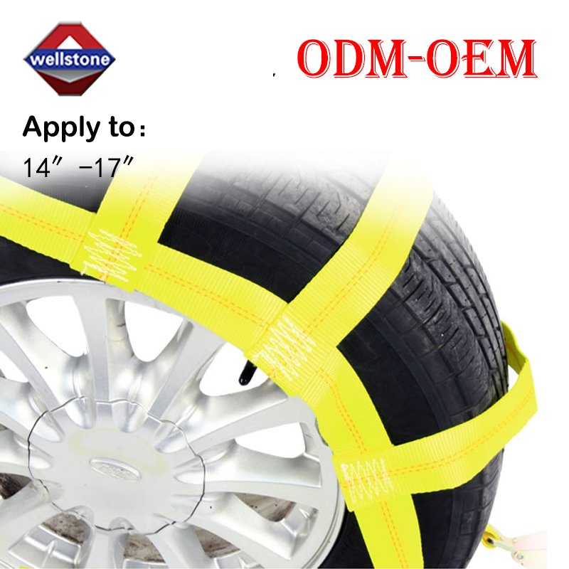 Tow Dolly Basket Strap Tire Tie Down Strap with Twisted Snap Hooks