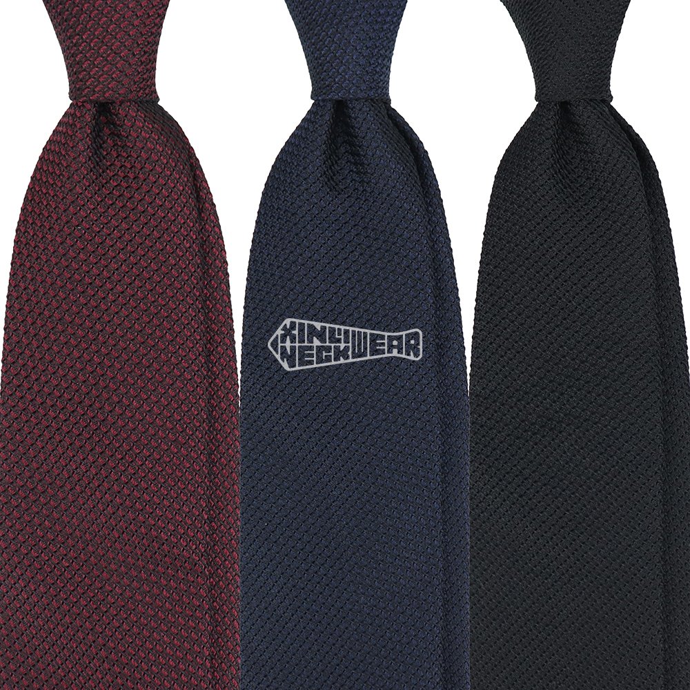 Custom Tipping Black Interlining Textured Mens Custom Neck Ties Oldest Machine Black Wine Hollow Grenadine Silk Tie