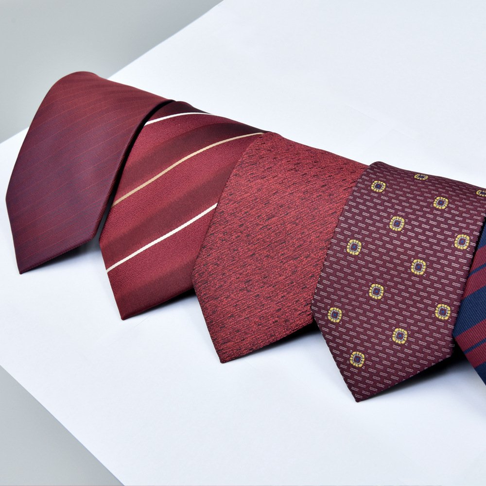 2024 Tie striped men's formal wear business executive professional wedding festive red jacquard 8cm hand tie