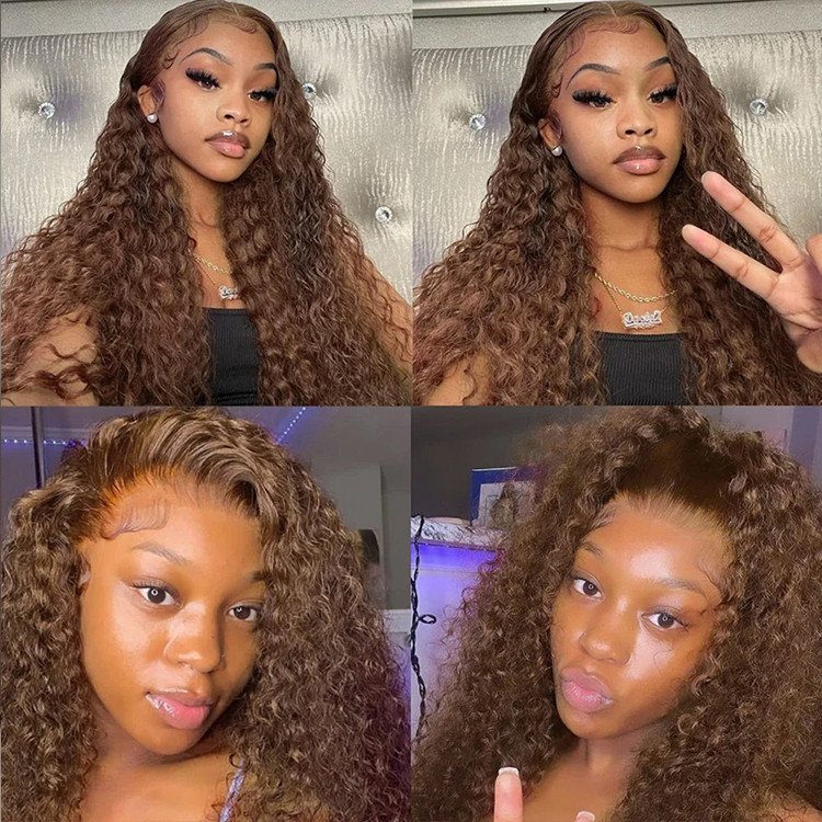 Hd 13x4 13x6 Lace Front Wigs Chocolate Brown Curly Human Hair Wigs Glueless Water Deep Wave Frontal Lace WIgs For Black Women