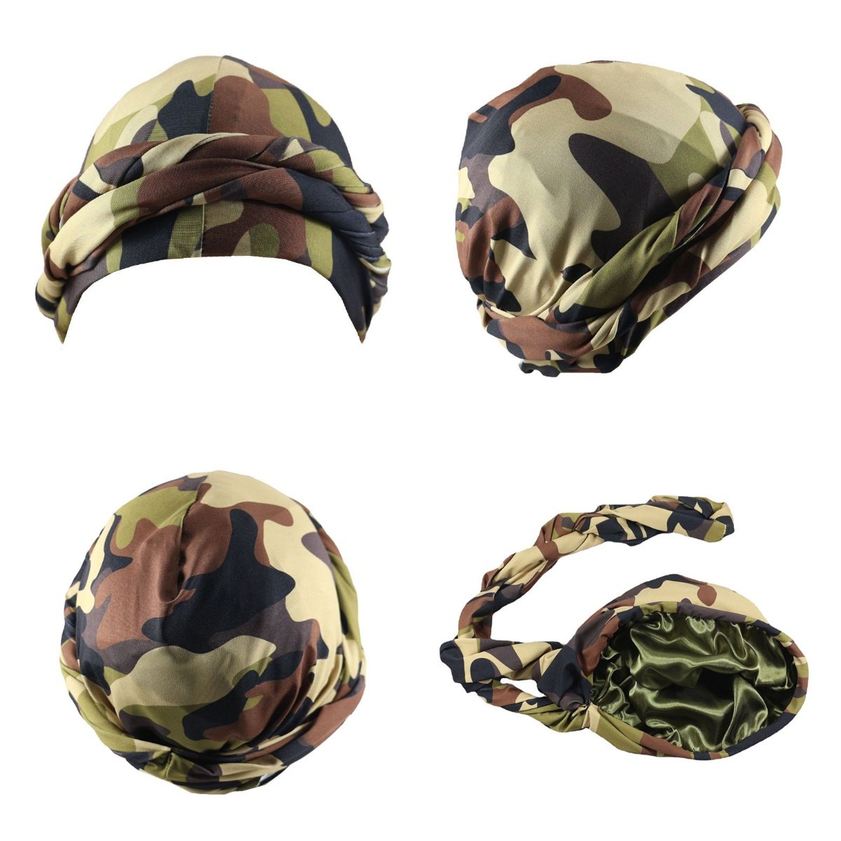 Hot Sell Designer Dome Wave Cap Satin Turban Hat Hair Headwear Bottoming Durag Turban Camo for Men Adult Multifunction Cycling