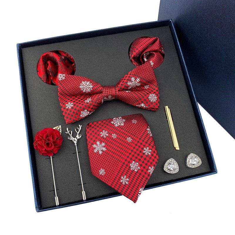 Handmade Stitched Rapid Custom Men Neck Ties Various Designs Necktie Bow tie and Pocket Square Set Gift Box Men's Tie Set