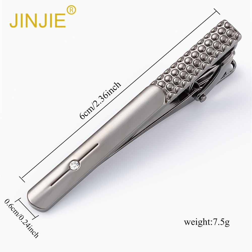 1 Set Fashion Black Sliver Color Classic Simple Design Diamond Cuff links and Tie Clip For Men Gift