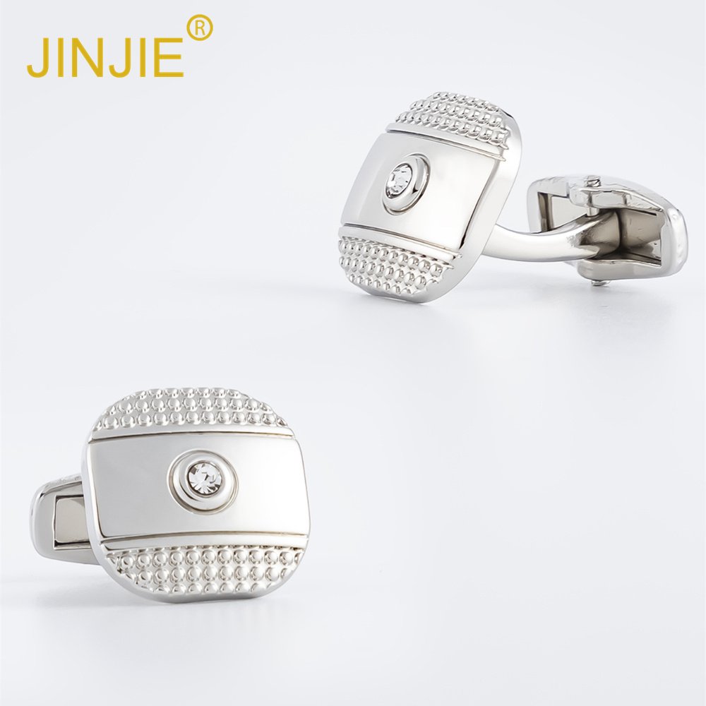 1 Set Fashion Black Sliver Color Classic Simple Design Diamond Cuff links and Tie Clip For Men Gift